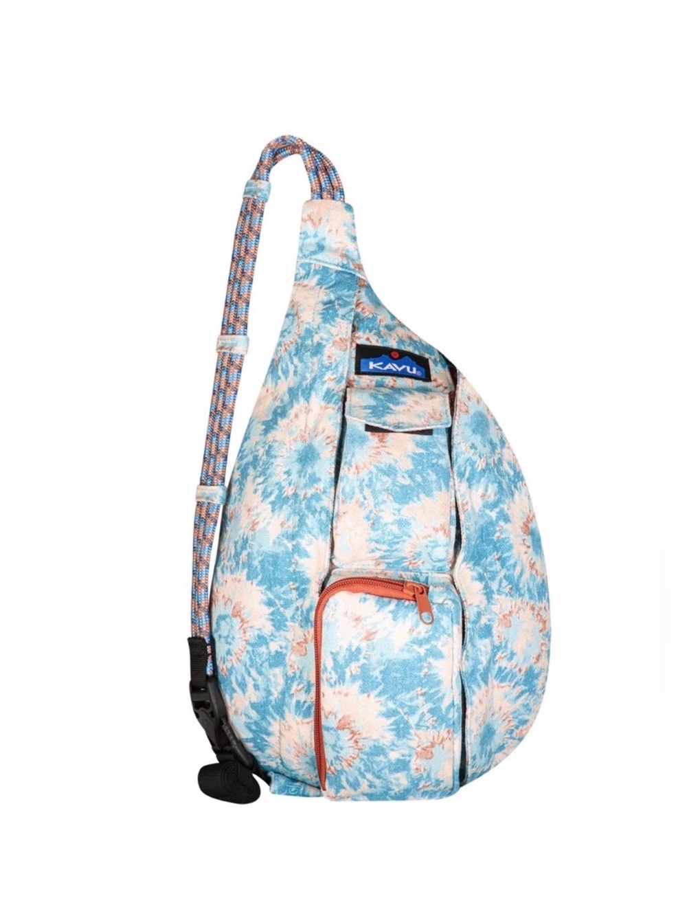 Kavu Blue and Cream Tie-Dye Rope Sling Crossbody